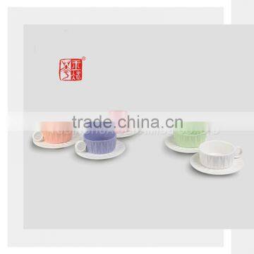 Wholesale Ceramic Tea Cups and Saucers with White Handle