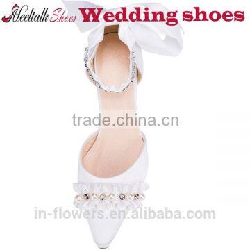 Wholesale Pointed Toe Crystal Stiletto Wedding Shoes With Ankle Strap photo-3