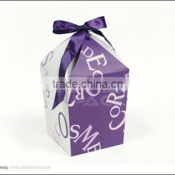 Purple ribbon closure paper cosmetic box