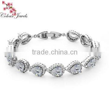 4 Colors Pear Shape AAA Cubic Zircon Women Bridal Bracelet Jewelry for Women