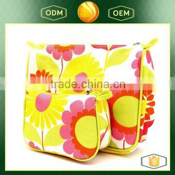 2016 hot sell bright color set of 2 cosmetic makeup bag