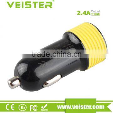 Veister 2016 New Design 5v 2.4a Universal Single Usb Reversible Car Charger for Promotion
