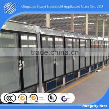 glazed aluminum frame ultra clear chiller glass doors for freezer showcase