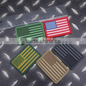 American Flag Patch Rubber PVC US Flag Hook And Loop Tactical Patches Military Armband Army Badge Red Green Color