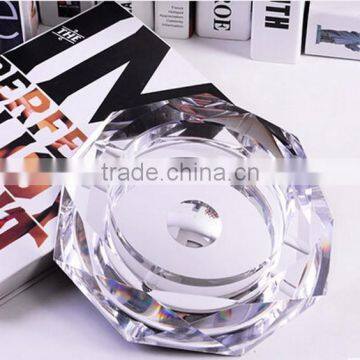 Colorful engraved crystal glass ashtray