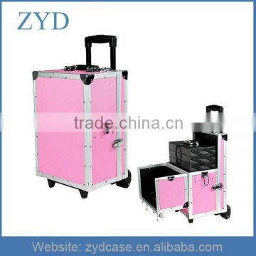 Professional aluminum trolley cosmetic case | Cosmetic rolling case ZYD-LG34