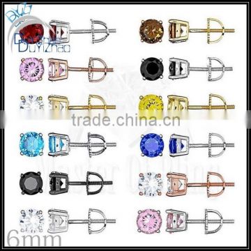 Men's or Women's square CZ Cubic Zirconia Stud Earring