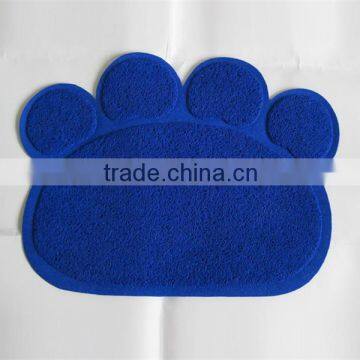 Blue color Pet Paw print litter mat for cats/PVC mat/vinyl cushion floor mat 45x60cm