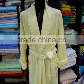 100% cotton solid color dobby bathrobe with belt