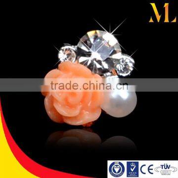 Peal diamond orange rose nail decoration