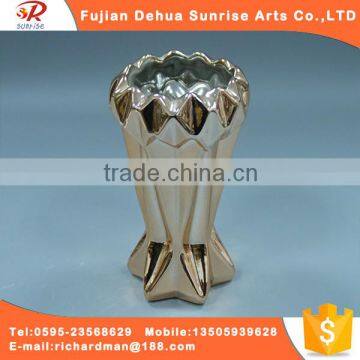 Gold plated ceramic craft flower vase