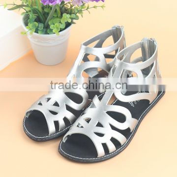 Foreign trade fashion girls princess shoes sandals hollow fish mouth flat children sandals shoes a silver on behalf of Rome