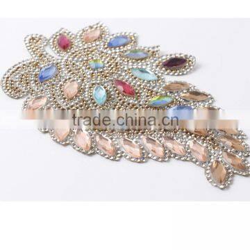 beautiful glass beaded rhinestone fake collar neckline for lady trimmings Colorful Neckline