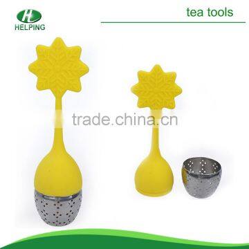 The sun shaped silicone tea strainer with stainless steel.