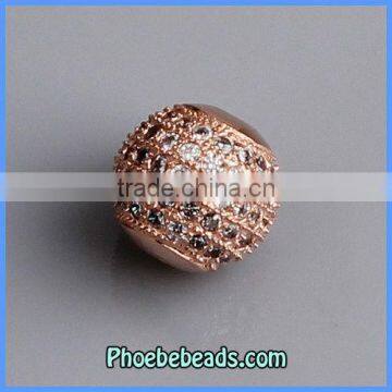 Wholesale 10MM CZ Crystal Metal beads Rose Gold High Quality Jewelry Findings PCZ-1001