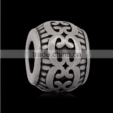 Ready Stock 9*11mm Vintage Pattern Never Fade Stainless Steel European Charm Beads For Bracelet Jewelry Making SEB-LG139