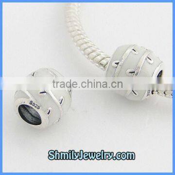 Wholesale Sterling Silver White Enamel Charm Beads BES45A