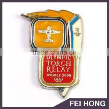 Factory Direct Sale sport olympic red torch relay pin badge