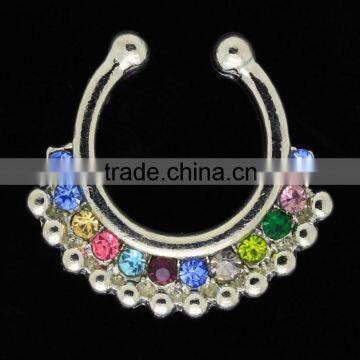 Fake Septum Mixed Color Crystal Nose Ring Non Piercing