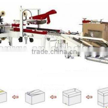 Full-Auto carton case box erecting&sealing&and strapping packing machine for corrugated paper carton 0086 18939708569