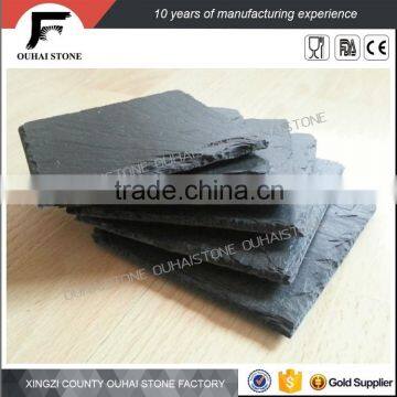 [factory direct] hot sale small size round shaped black slate coaster for bars round slate coaster