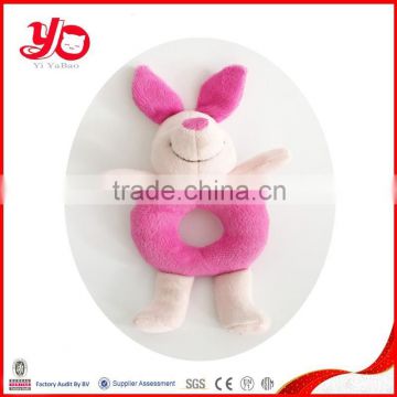 2015 Soft cute stuffed animal rattle toys , plush baby rabbit rattle kid toy