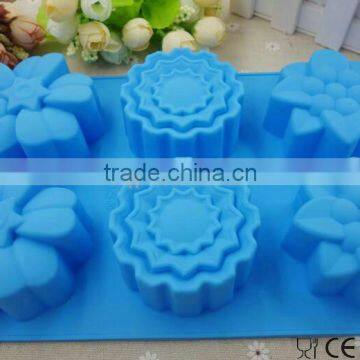 6 Holes Silicone Kitchen Universal Flower Shape Square Silicone Cake Molds Chocolate Mould