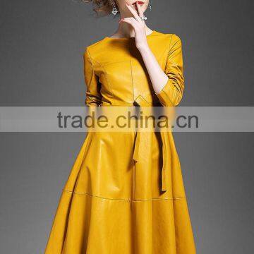 Women Leather Dress , Fancy Leather Dress , Ladies Black Leather Dress , Girls Brown Leather Dress photo-3