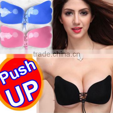 Ideal fashions LALA Strapless Deep V Wing Hot Silicone Push Up Stick On Wing Strapless Backless Self Adhesive Invisible Bra ABCD