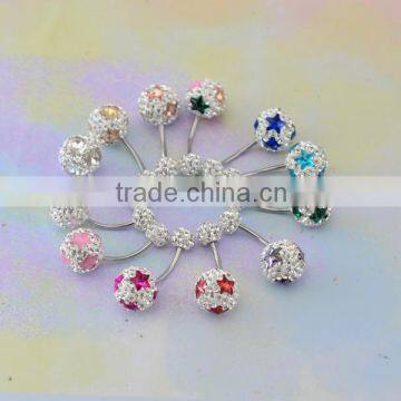 Beautiful Belly Button Rings, Wholesale China Factory Body Jewelry, Charm Navel Rings With Double Gems Balls photo-4