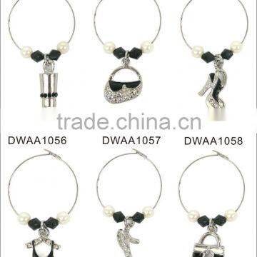 Girly charms with black and white epoxy effect, Charm Set with epoxy, with Loop Diameter of 25mm