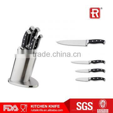 kitchen knife set with stainless steel block