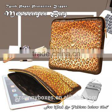 Leopard Print Waterproof Tyvek Paper 10' Tablet Zipper Sleeve Bag For Ladies