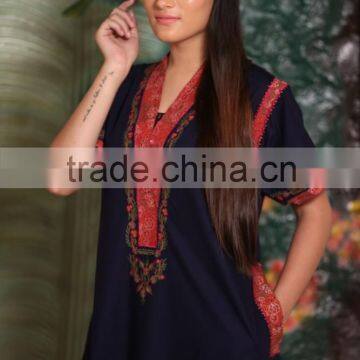 Navy Blue Embroidered kaftans & evening Gowns / fancy evening gown / polyester fabric dress