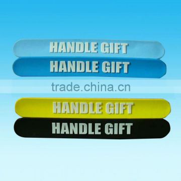 3D Embossed " HANDLE GIFT" adjustable custom silicone slap bracelet