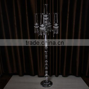 2016 new large very tall crystal glass wedding candelabra centerpiece for decoration