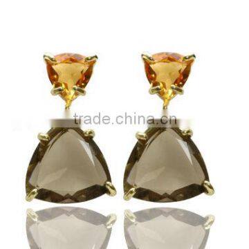 The Gopali Jeweller Citrine and Hydro Smoky Topaz Gemstone Earring