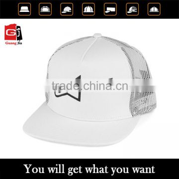 2016 OEM/ODM Simple 3D Embroidery Stars Logo White Custom Mesh Trucker Cap Bulk