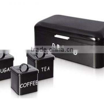 4pcs black color bread bin set