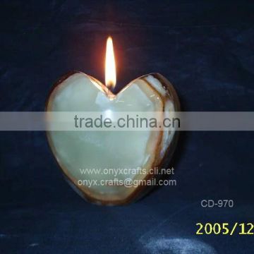 Heart Shaped Onyx Candle Holder