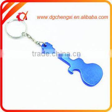 Best Sell Aluminum Blue Gitar-shaped Bottle Opener Keychain