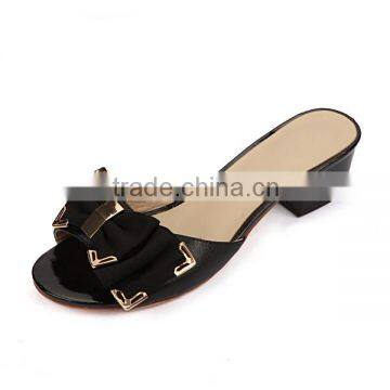 2016 Fashion elegant and generous design low-heeled woman slipper shoes with bowknot