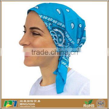 Turquoise Classic Paisley Design Pre Tied Fitted Bandana Head Scarf