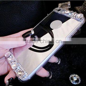 Mirror Luury Diamond Rhinestone TPU Case for iPhone 5 6 6s plus Soft Silicone Thin Protective Back Cover for Samsung Galaxy S6