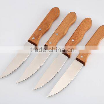 3cr13 stainless steel rubber wooden handle steak knife set steak knife wood handle