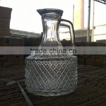 380ml 13oz clear olive oil glass bottle/sauce bottle with handle