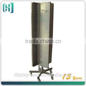 4 sides pegboard rotating metal product racks and shelves for store HSX-S0108