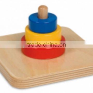 Montessori materyalleri educational toy three discs on a vertical dowel