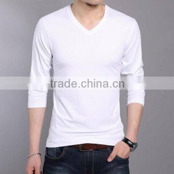 Casual round neck 100% cotton custom plain long man tshirt