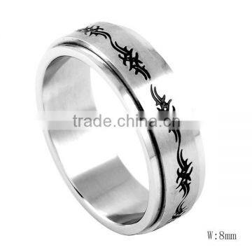 SRR8026 Graphic Engravable Enamel Ring Double Layer Gear Ring Surgical Stainless Steel Ring